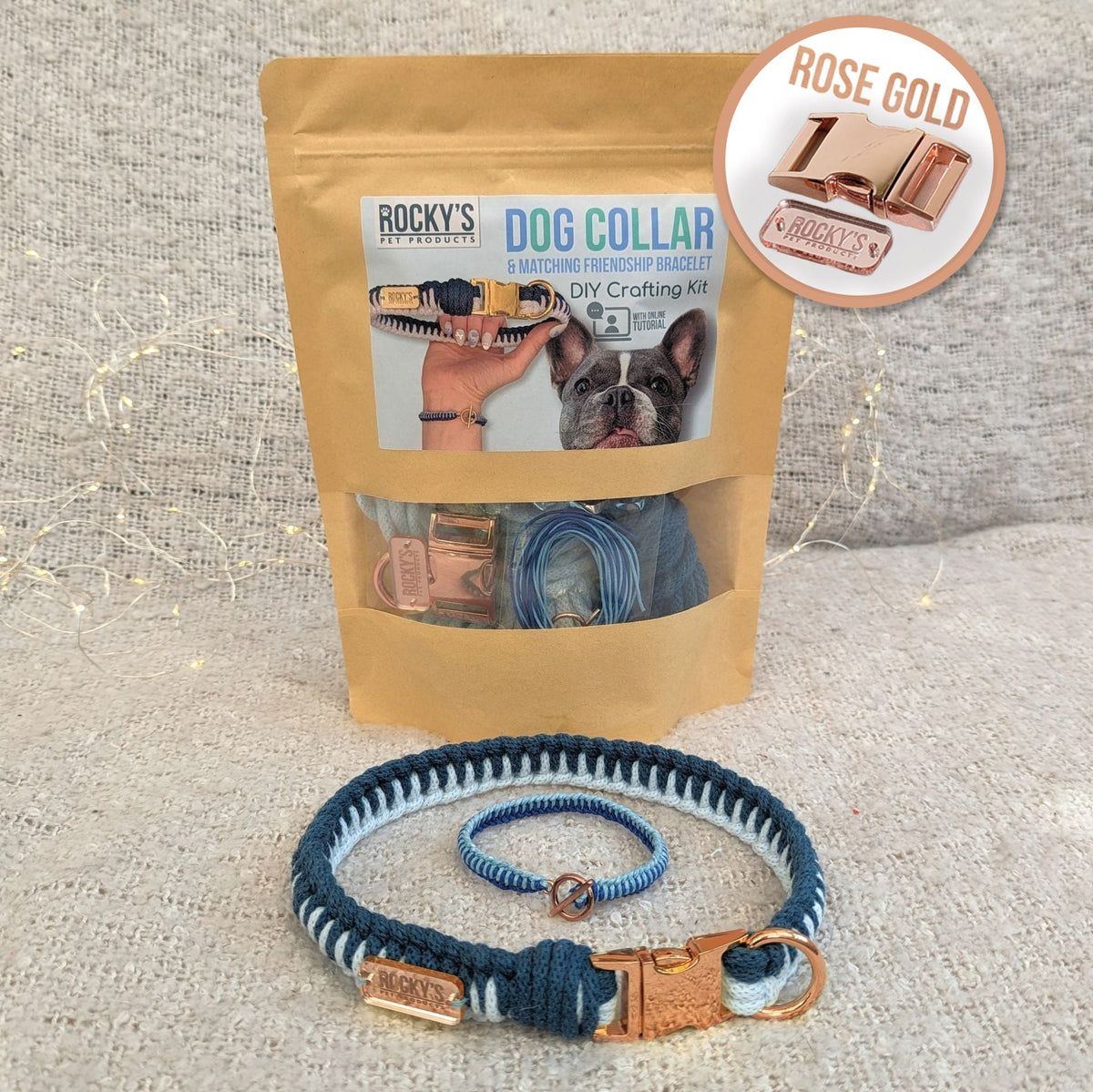 Make Your Own Dog Collar &amp; Friendship Bracelet Craft Kit - BLUE