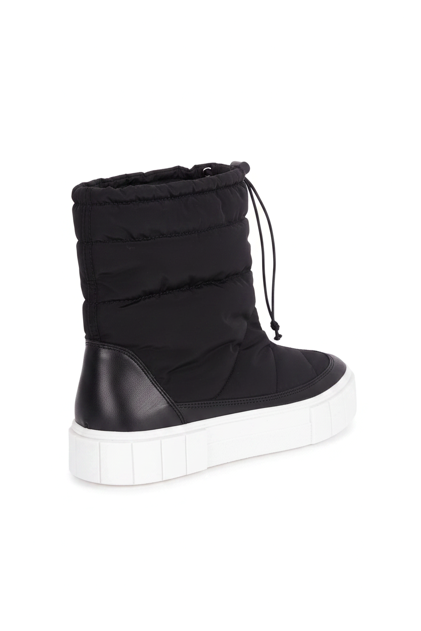 Andira Black Quilted Nylon Waterproof Winter Boots – White Platform Sole