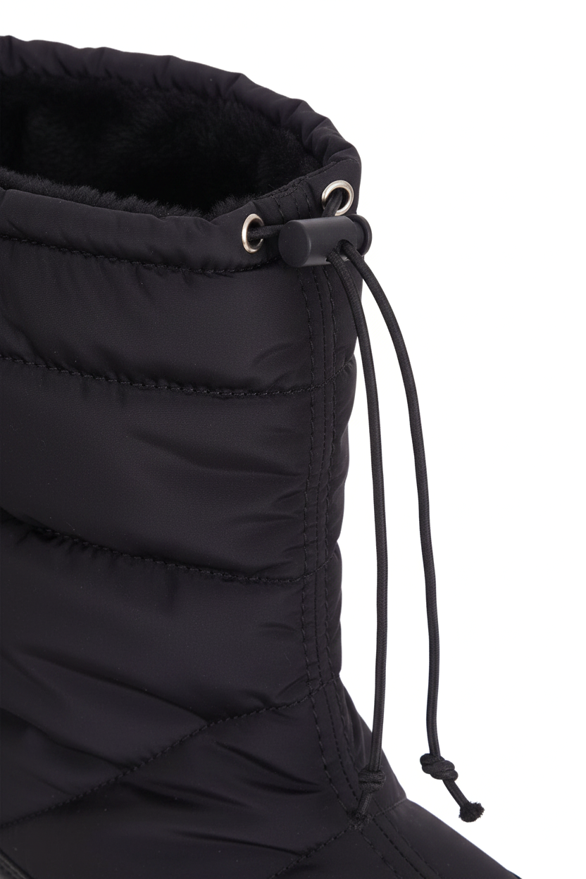 Andira Black Quilted Nylon Waterproof Winter Boots – White Platform Sole