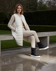 Andira Black Quilted Nylon Waterproof Winter Boots – White Platform Sole