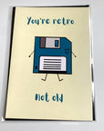 You're retro not old floppy disk computing tech stem science birthday retirement card