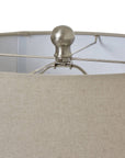 White Textured Table Lamp with Linen Shade