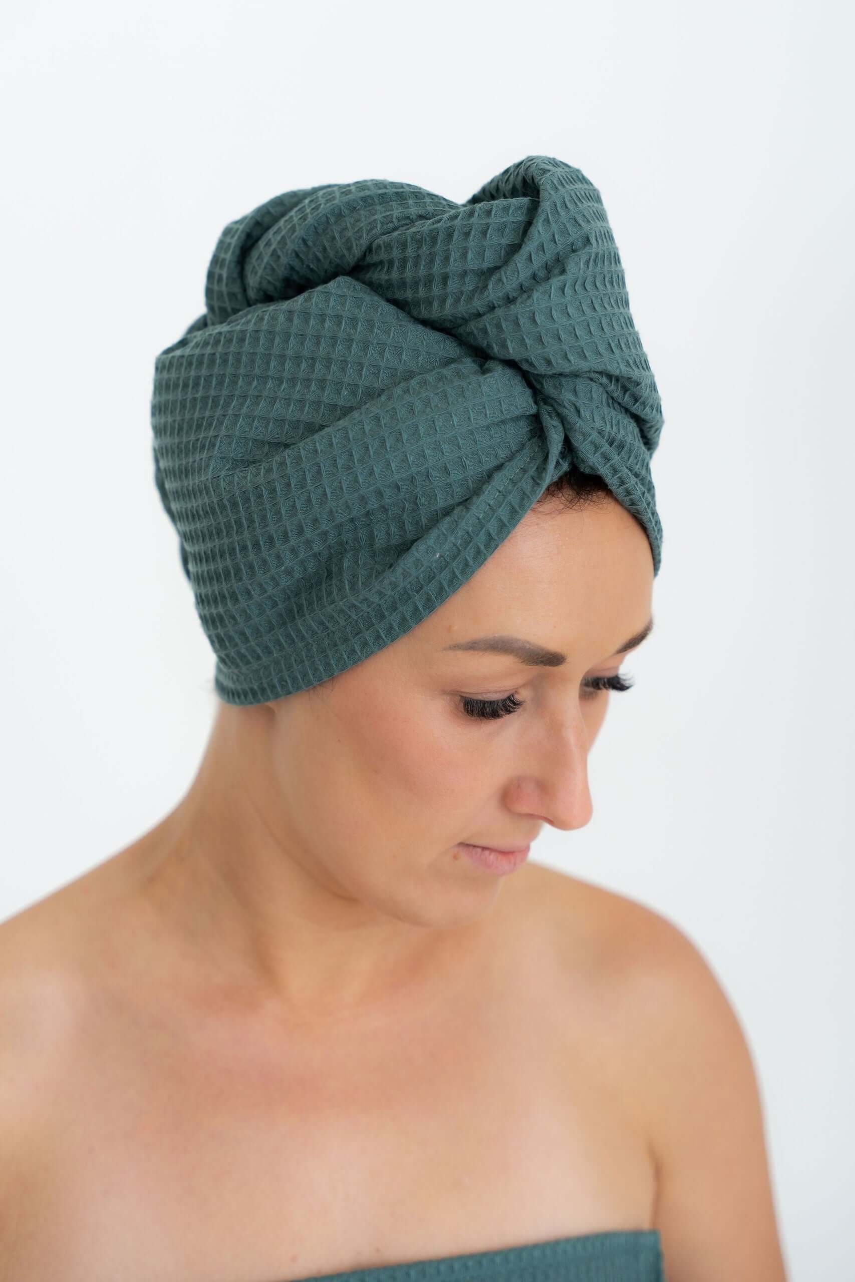 Cotton Waffle Hair Towel Turban
