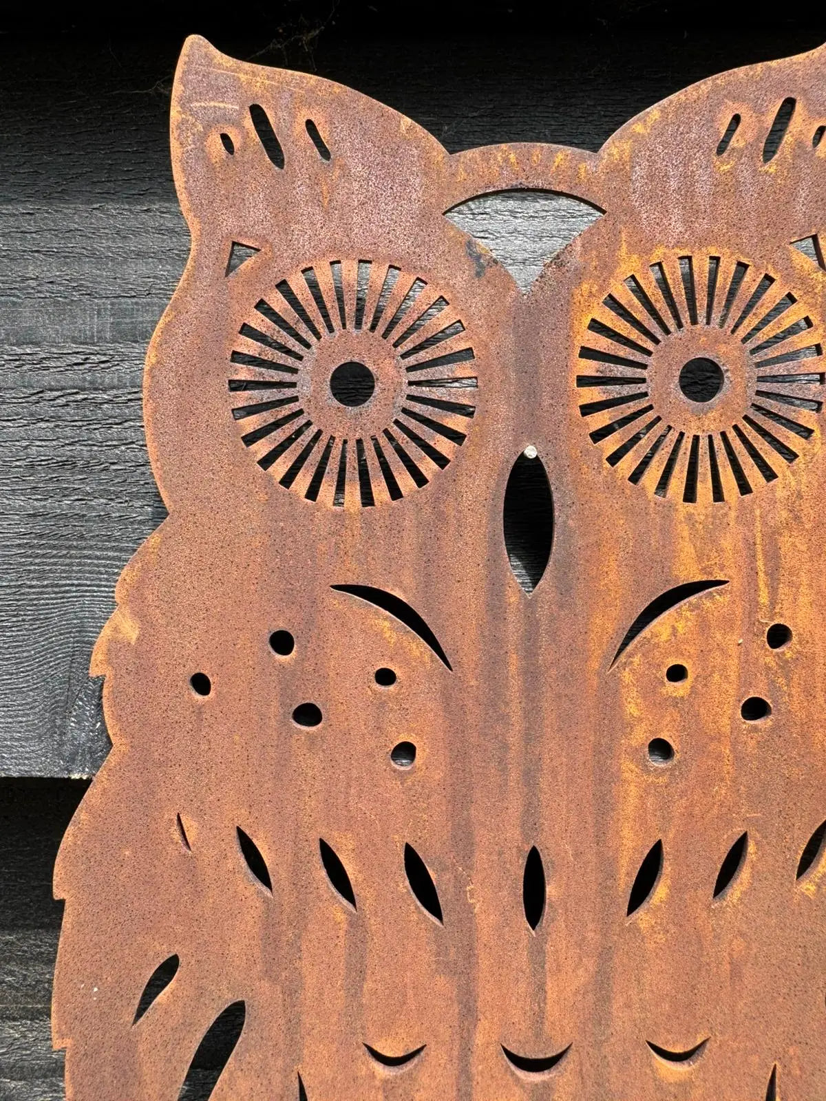 Rusty Metal Standing Owl Garden Decoration