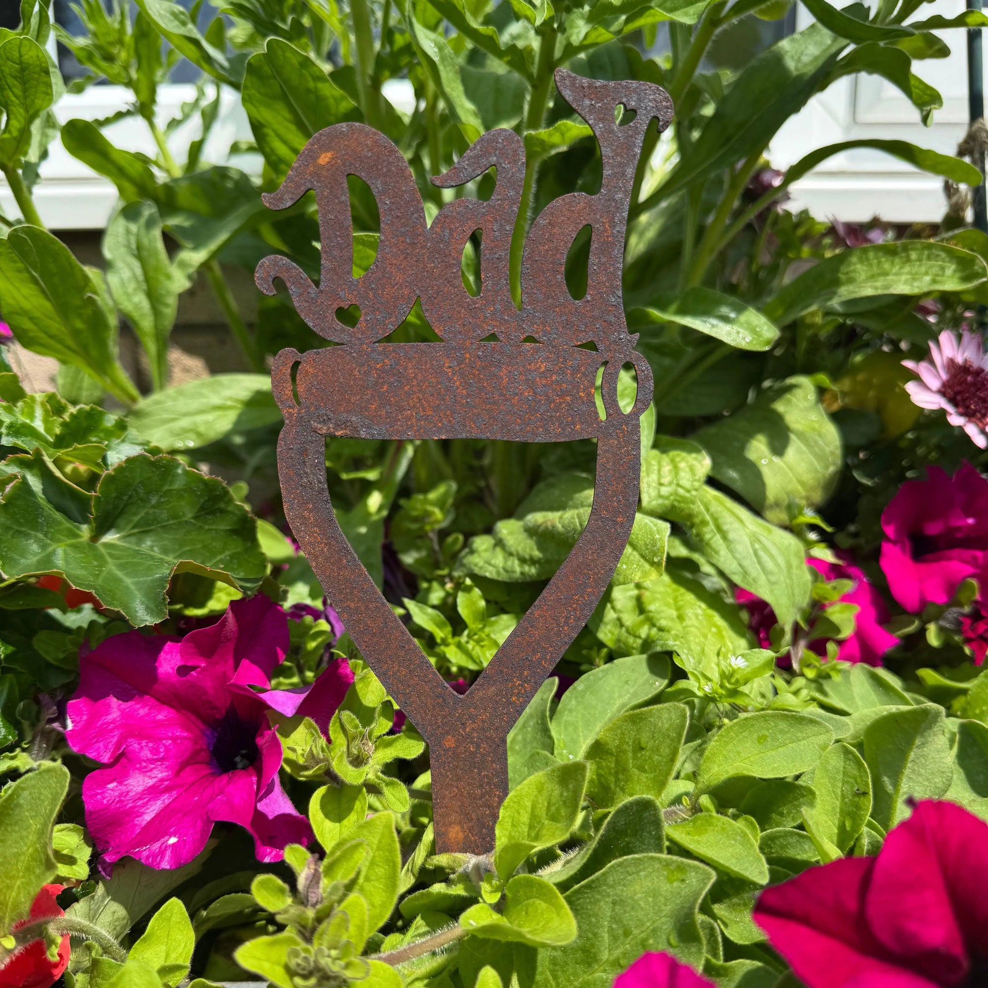 Rusty Metal Dad On A Spade Garden Decoration , Dad Remembrance Gift