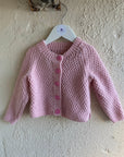 Handmade Pink Knitted Cardigan for Toddlers – Bow Embroidery – Soft, Cosy Sweater for 1-2 Years