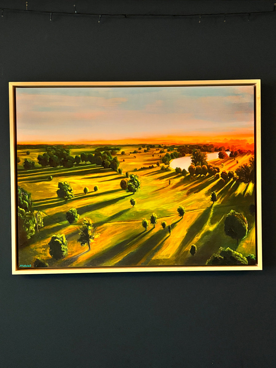Sunrise on Corsham Court 2 premium fine art canvas print, hand embellished and signed, wood float frame, 24x32 or 36x48 inches by Michael Sutherland Art at brixbailey.com