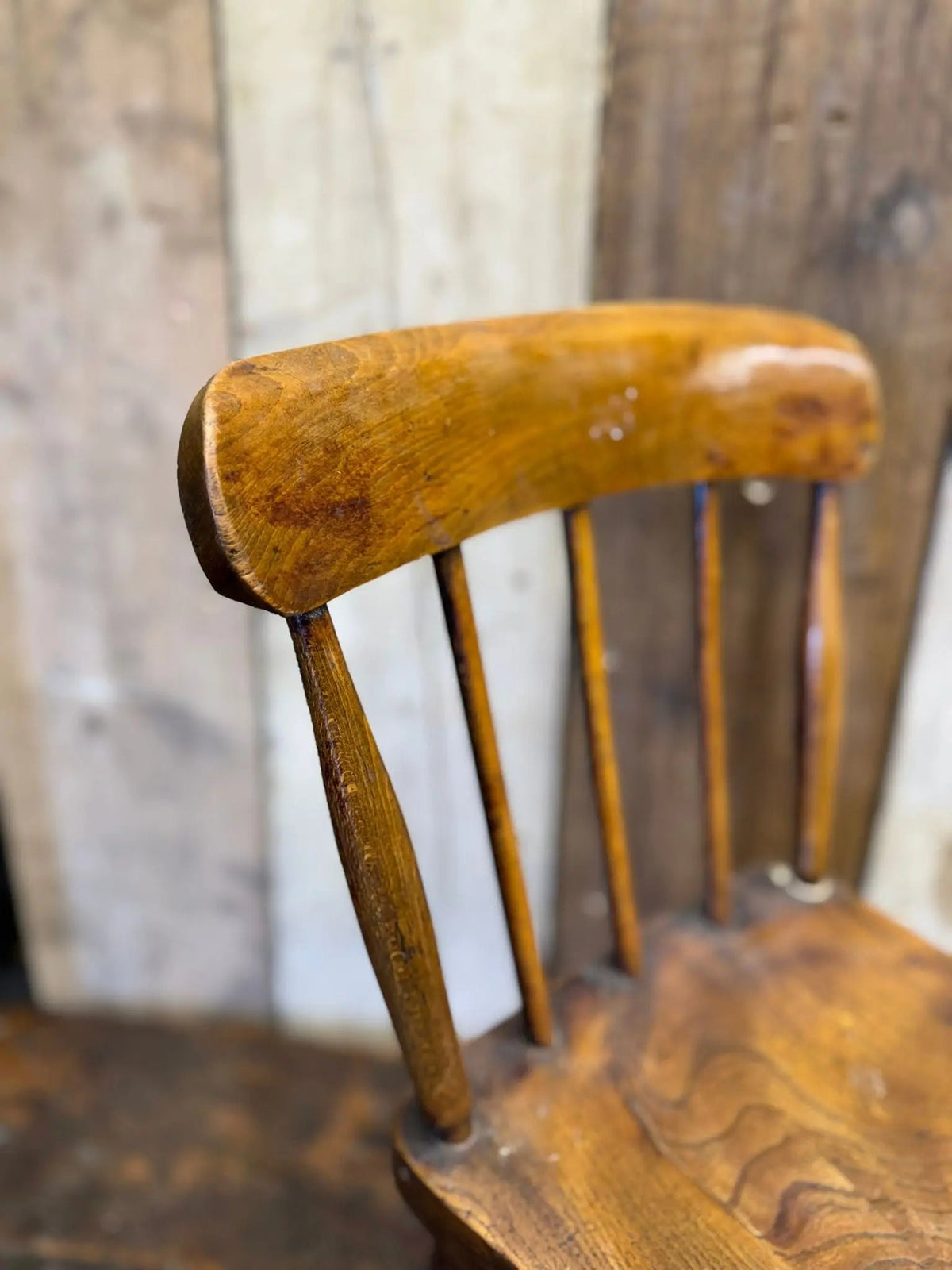 Antique Child’s Chair with Elm Seat – Nursery Book Display Plant Stand Chair C
