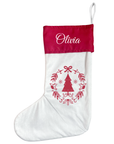 Personalised Christmas Stocking - Red Scandi Wreath