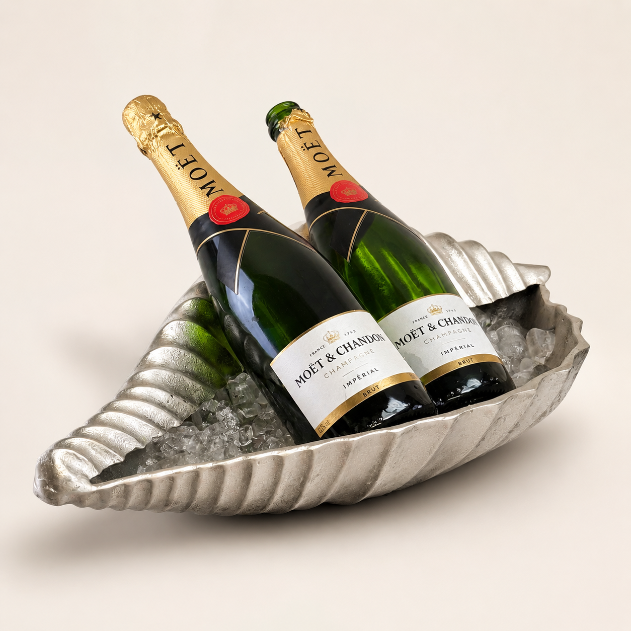 Clam Shell Champagne Ice Bucket &amp; Silver Wine Cooler Bowl