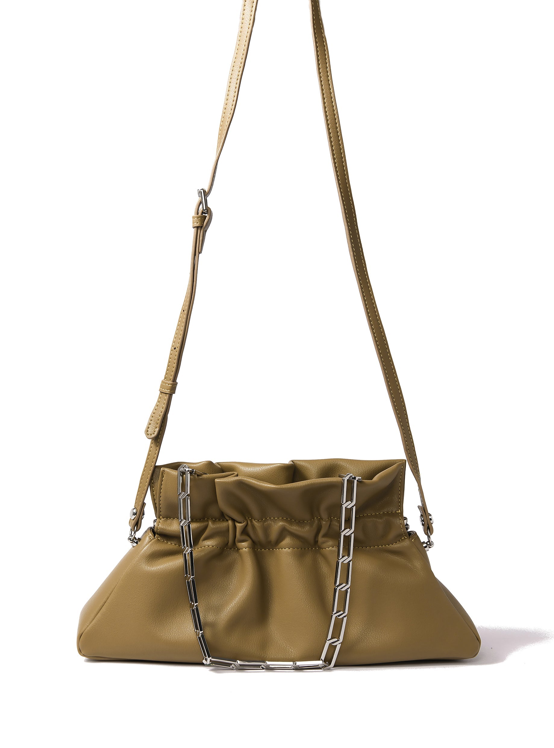 Premium Mila Bag in smooth leather, mustard green, elegant silver hardware, adjustable strap, luxury handcrafted accessory by Bob Oré at brixbailey.com