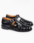 Handmade Black Leather Fisherman Sandals for Men