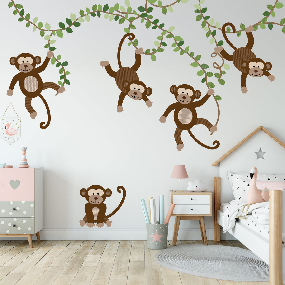 Extra Monkeys, Vines &amp; Leaves -  Repositionable Wall Decals Add-on Set