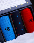 Multi Spot Sock Box - 3 Pairs of Bamboo Socks (His)