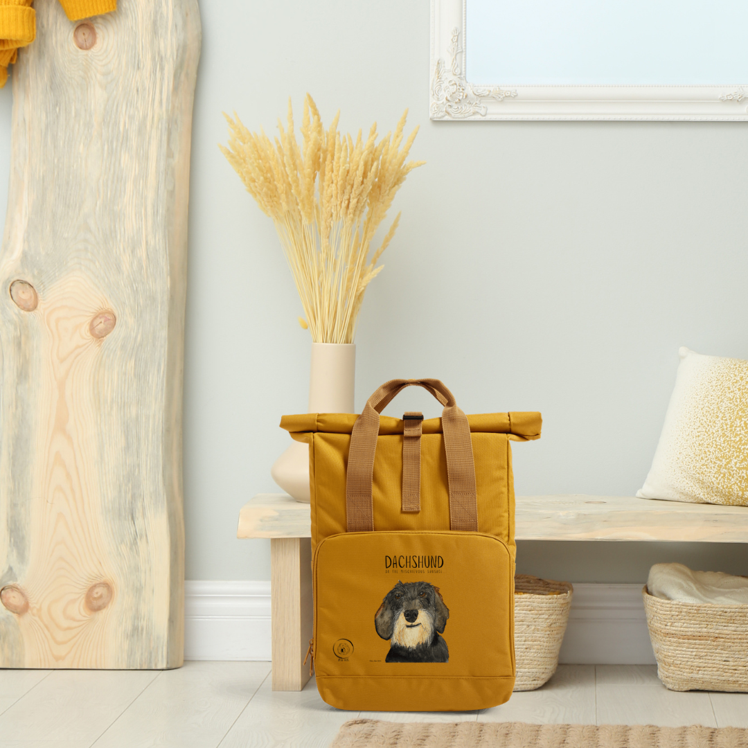 Wire Haired Dachshund Roll-Top Backpack – Small Dog, Big Adventure!