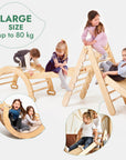 4 in 1 Montessori Climbing Frame Pikler Triangle Arch Slide Beige