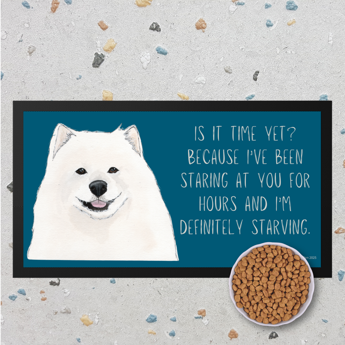 Starving &amp; Staring: Samoyed-Approved Pet Bowl Mat