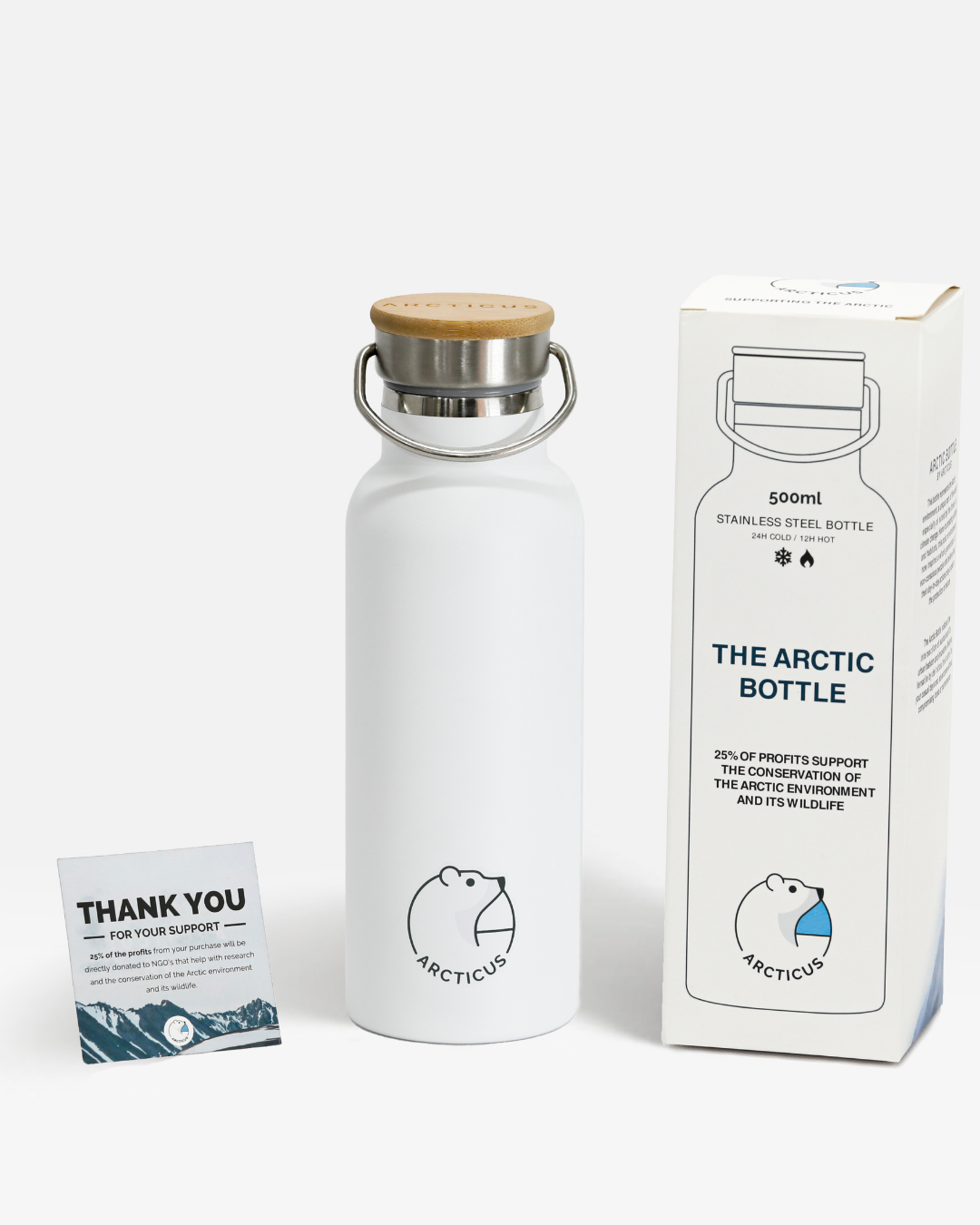Luxury Arctic Box set with premium Arcticus bestsellers, Arctic Bottle, Puffin Cup, and black Arctic Circle Bracelet by Arcticus at brixbailey.com