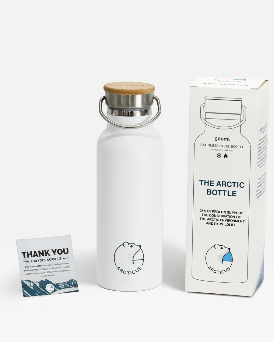 Luxury Arctic Box set with premium Arcticus bestsellers, Arctic Bottle, Puffin Cup, and black Arctic Circle Bracelet by Arcticus at brixbailey.com