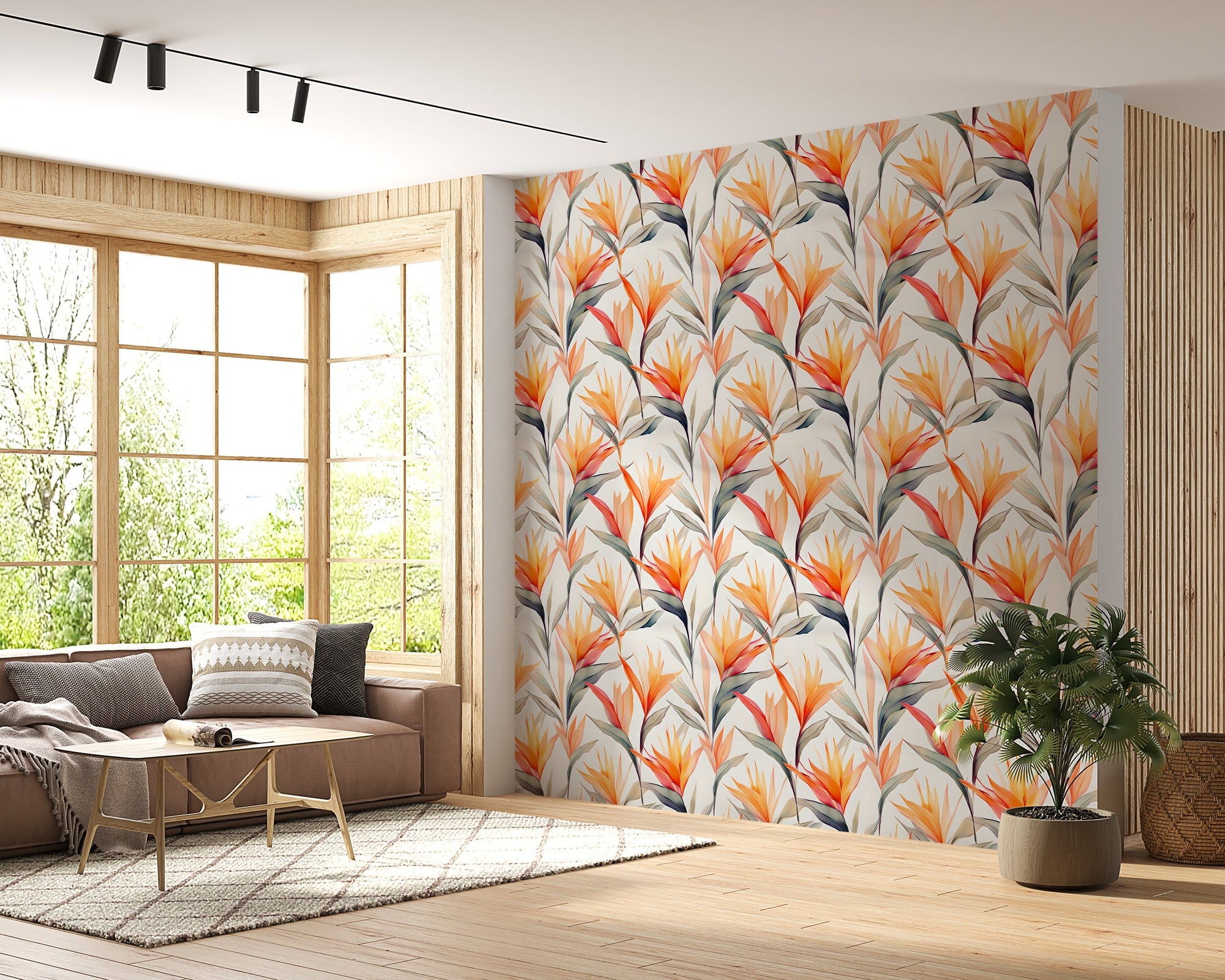 Tropical Strelitzia Floral Wallpaper