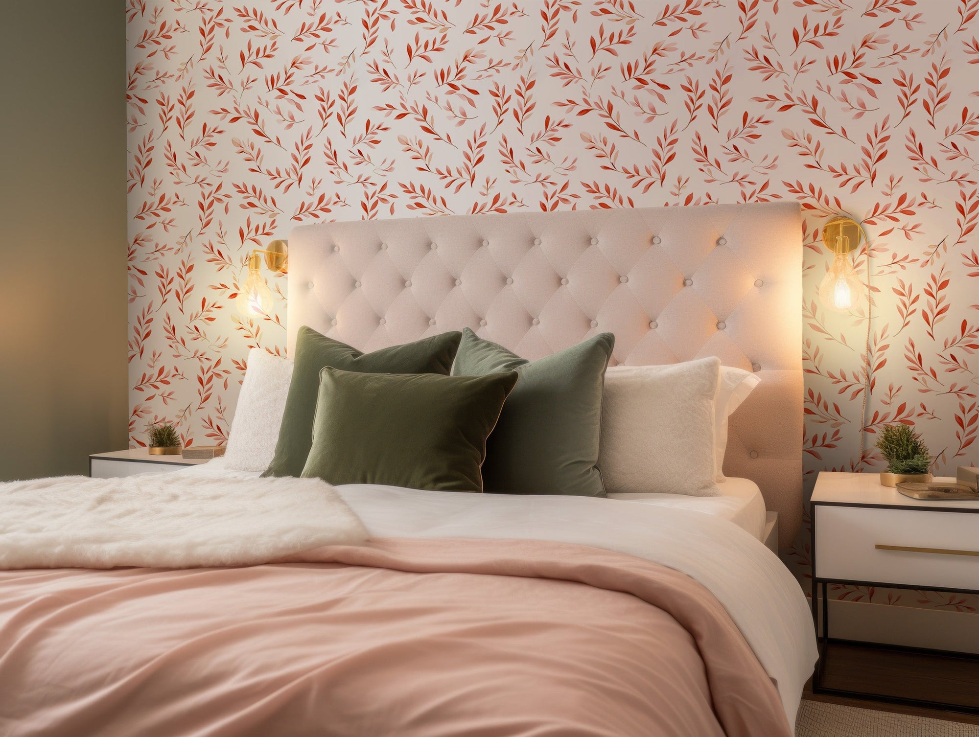 Watercolor Red Leaves Wallpaper