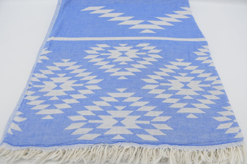 AZTEC BLUE TURKISH TOWEL