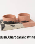 Concrete Pet Bowl Set by Smith & Goat (Blush, Charcoal & White)