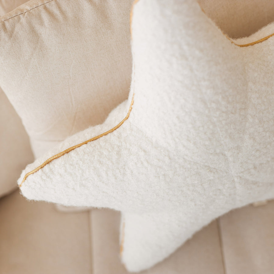 Luxury Ecru Boucle Throw Pillows for Sofa and Bed, Soft Chunky Knit Pillow Covers, Premium Scandinavian Nursery Decor by Minicamp at brixbailey.com