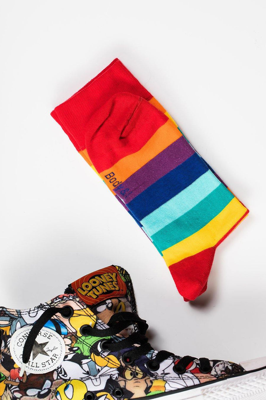 Crew-Length Rainbow Striped Socks - Pack of 4