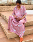 Rose gold Free Thinker Maternity "Stunningly Simple" Style Caftan | Soft Jersey Knit Organic Cotton | Maternity House Dress