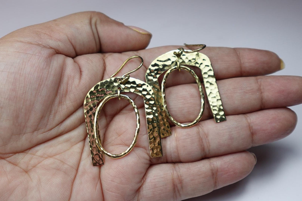 Hammered Horseshoe Gold/Silver Earrings