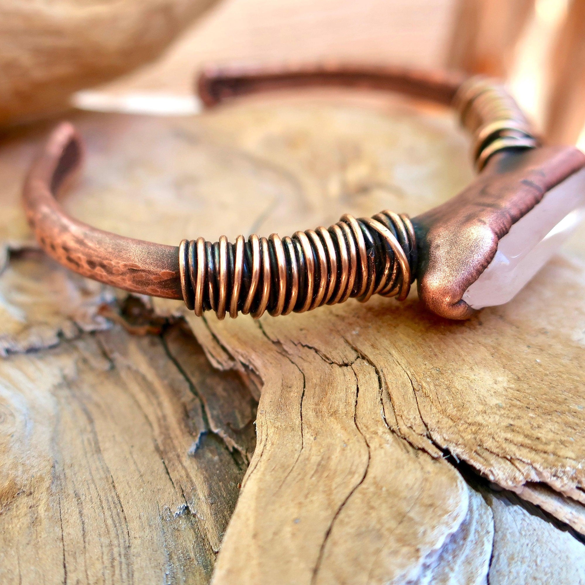 Quartz Bracelet - Electroformed Copper | Handmade by Blackbird &amp; Sage