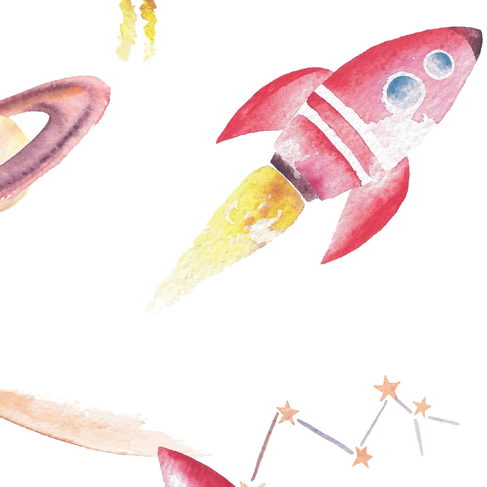 Watercolour Space Wallpaper | Rockets, Planets &amp; Stars