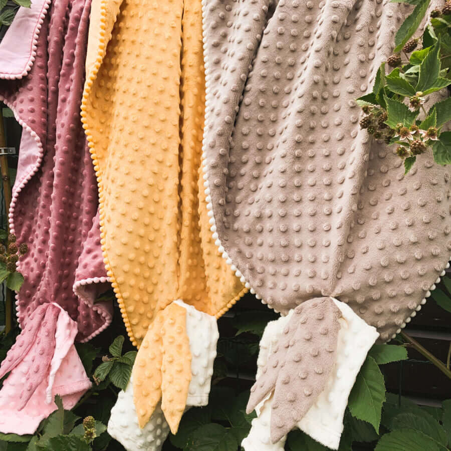 Double-Sided Baby Blanket with Detachable Bunny Toy - Cozy, Soft & Sensory Friendly by Kai aš mažas buvau at www.brixbailey.com