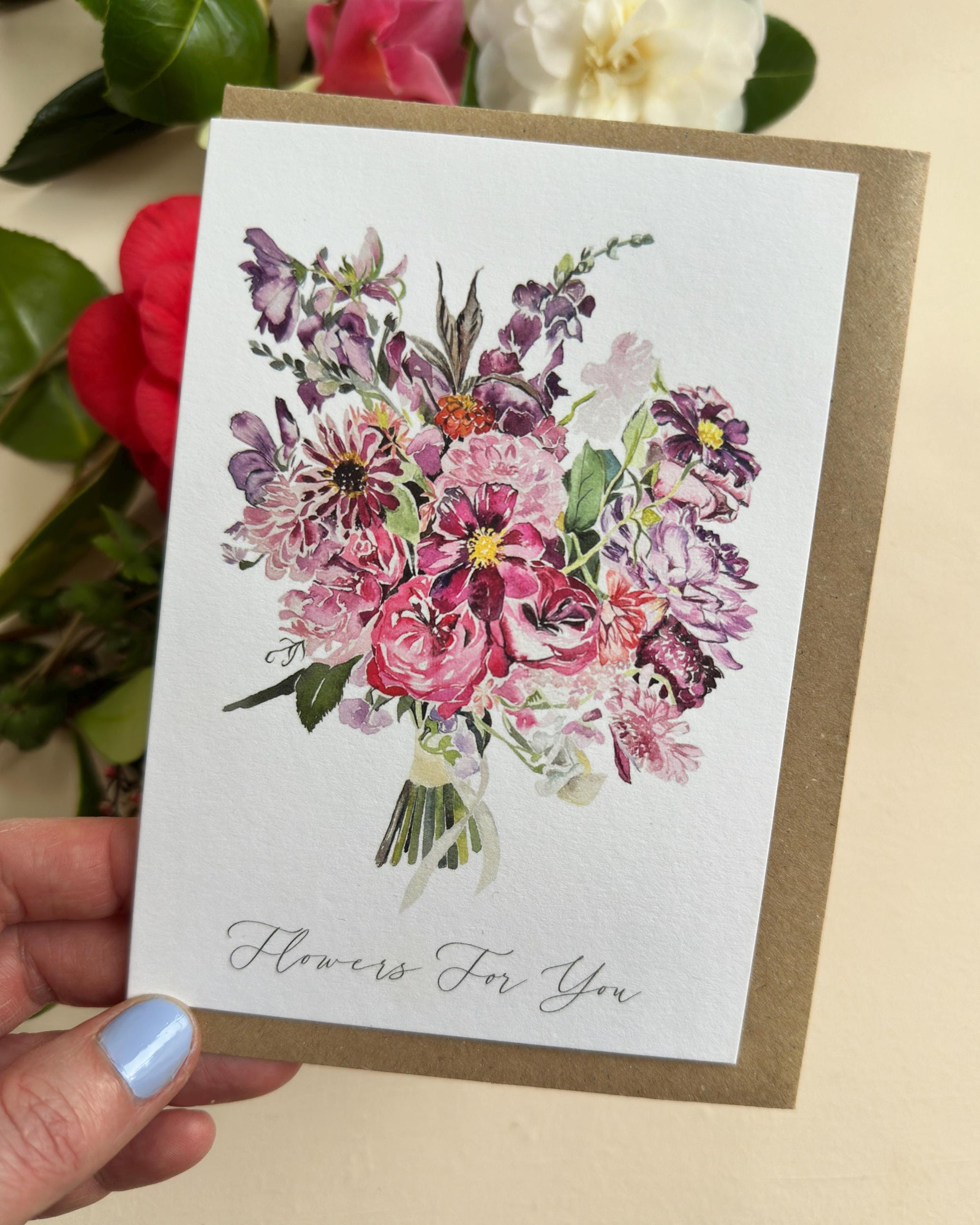 Hand-Painted Watercolour Floral Greeting Card - Mother's Day - Thank You Card