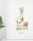 Personalised Alpaca Watercolour Art Print – Perfect for Nursery or Kids Room Decor