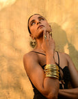 Bold Boho Brass Bangle – Classic Wide Bangle in Smooth Golden Brass