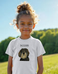 Mischievous Wire Haired Hot Dog Kids' T-Shirt – Small Pup, Big Attitude!