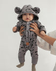 Eared Jumpsuit for Babies and Kids - Steel with Maple Seeds