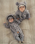 Eared Jumpsuit for Babies and Kids - Steel with Maple Seeds
