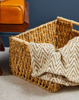 Beige Woven Throw | Bosie Chevron