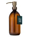 Amber Glass Dispenser Stainless Steel Pump