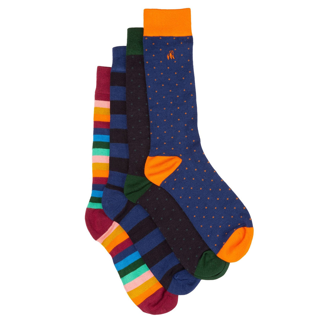 Spots &amp; Stripes Comfort Cuff Bamboo Sock Bundle - Four Pairs