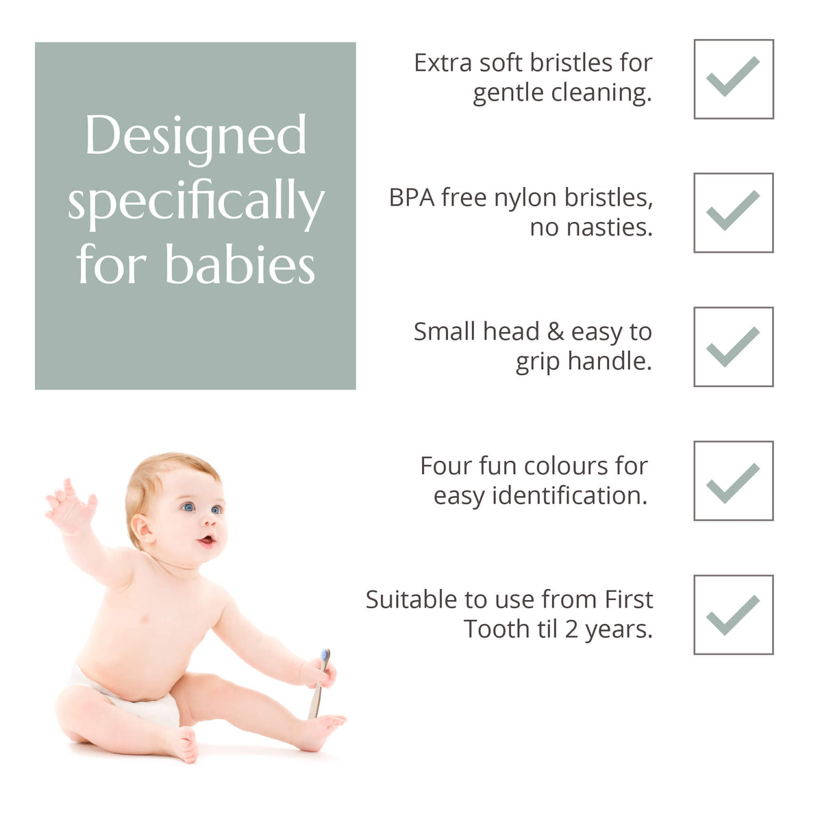 Baby Bamboo Toothbrush - 4 Pack - Extra Soft Bristles