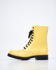 Yellow Leather Lace Up Boots