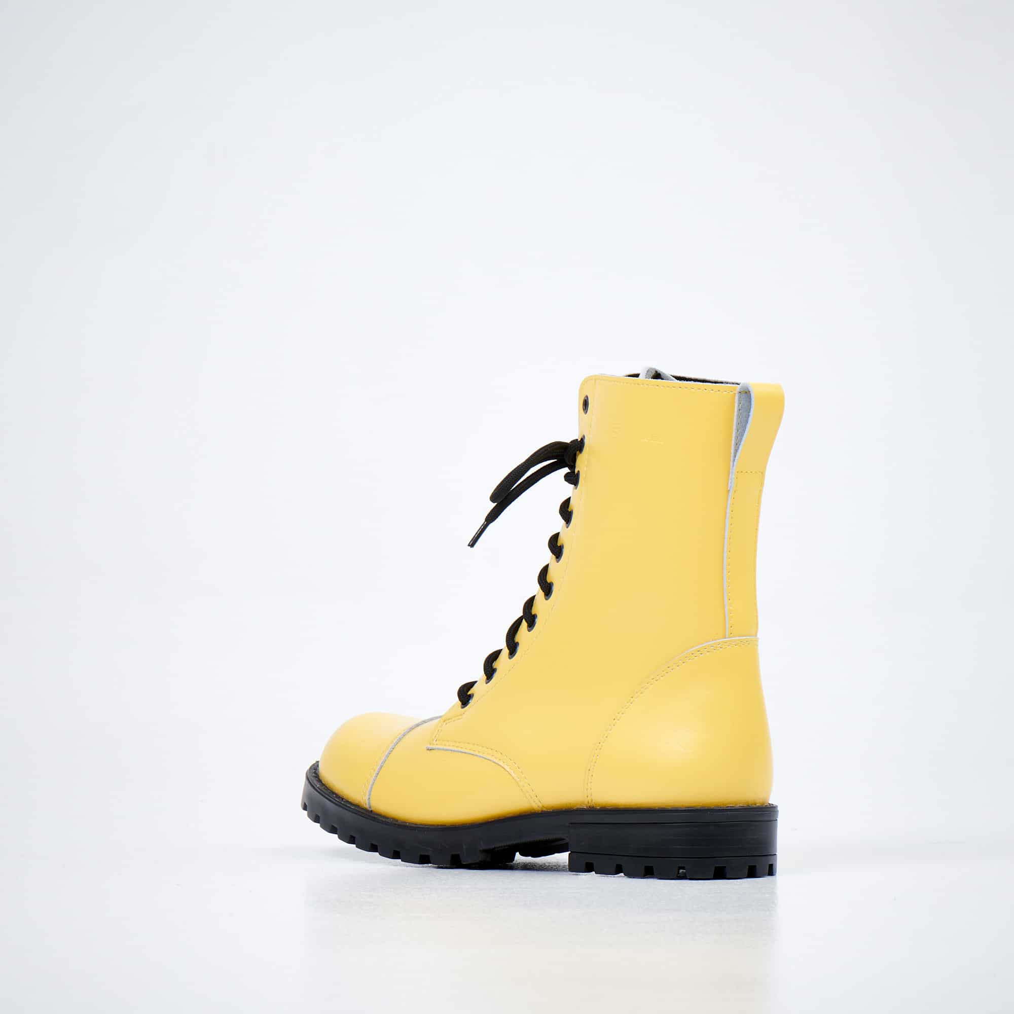 Yellow Leather Lace Up Boots