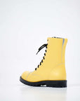 Yellow Leather Lace Up Boots