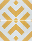 Yellow Geometric Porcelain Tile, Premium Handcrafted Luxury Anti-Slip Outdoor Tile, Best-Selling Durable 20x20cm Yellow Ray Tile by Maria Starling Design at brixbailey.com