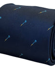 Navy blue mens tie with darts  design
