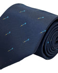 Navy blue mens tie with darts  design